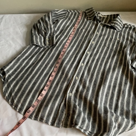 Love Tree Striped Linen Blend Three Quarter Sleeve Tunic - Picture 6 of 9